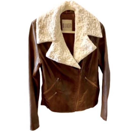 BB Dakota Leather Shearling Jacket with removable Shearling Collar. - Picture 13 of 16